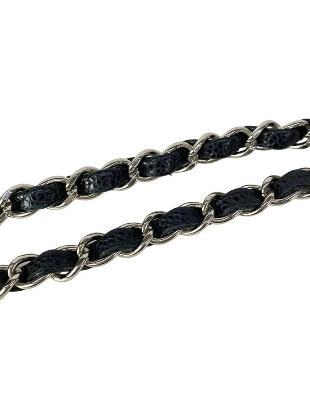 Chanel Shoulder Bag Double Flap Quilted Black Chain Silver